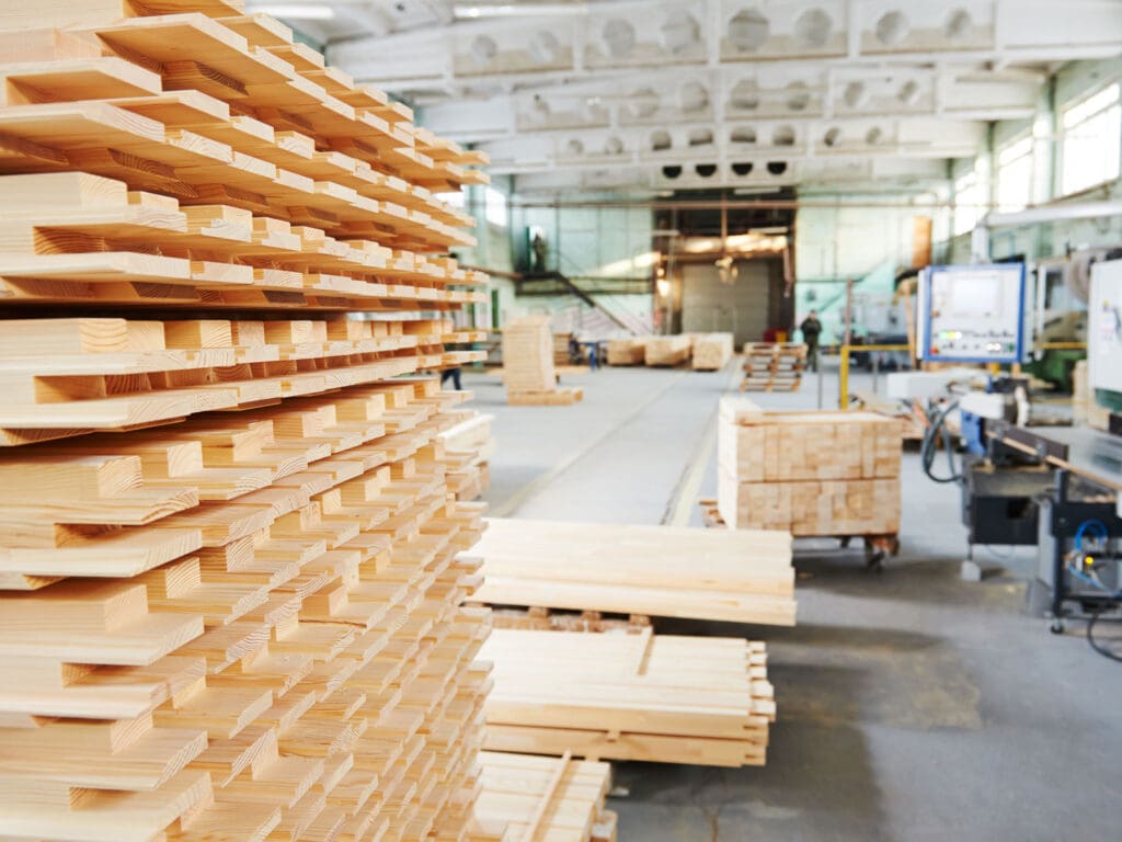 Manufacturing facility with lumber